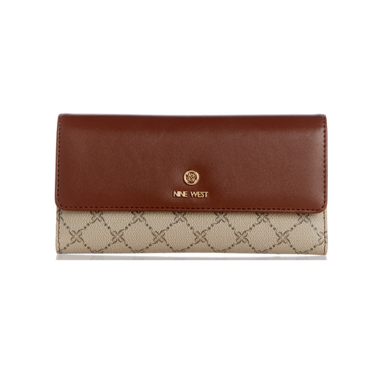 BILLETERA NINE WEST BEIGE LOGO/MAHOGANY