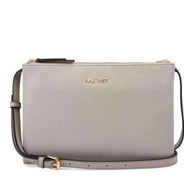 cartera nine west lianna double zip crossbody pumice ngx539713-pmi