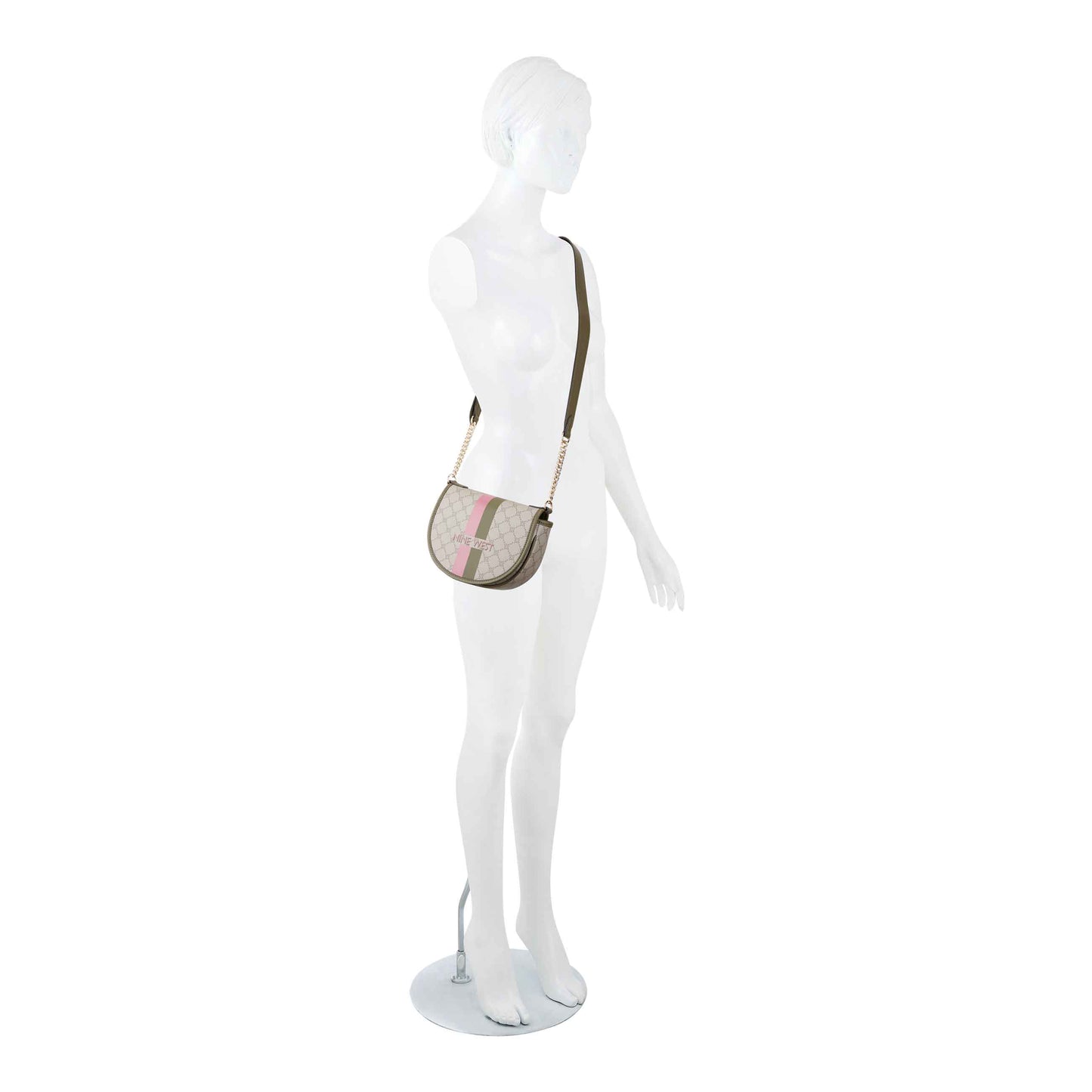 CARTERA NINE WEST DELAINE CROSSBODY SADDLE BAG BEIGE LOGO/MILITARY NLS127313-BGY